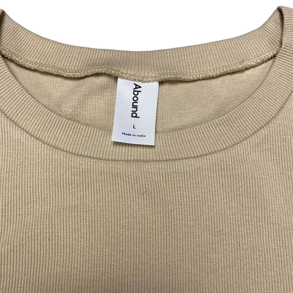 ABOUND Women's Mini Raincheck Dress Beige Cream Ribbed  Short Sleeve - Large - Picture 10 of 14